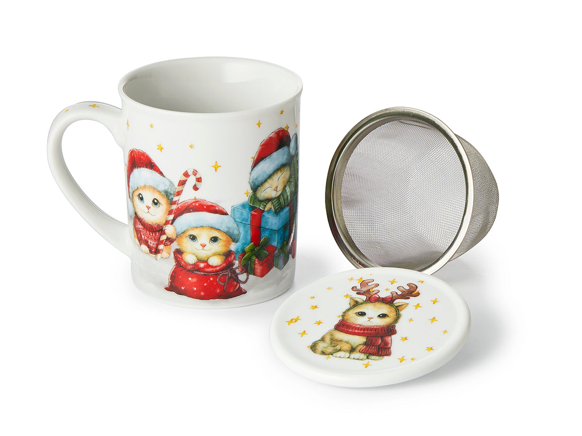 Christmas Cat Tea cup with Infuser