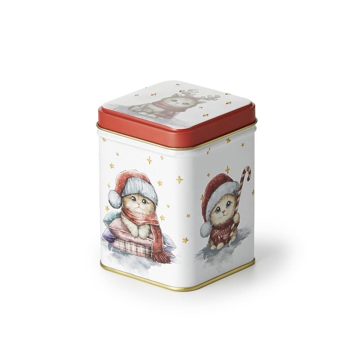 Christmas Cats Square Tea Tin - 100g