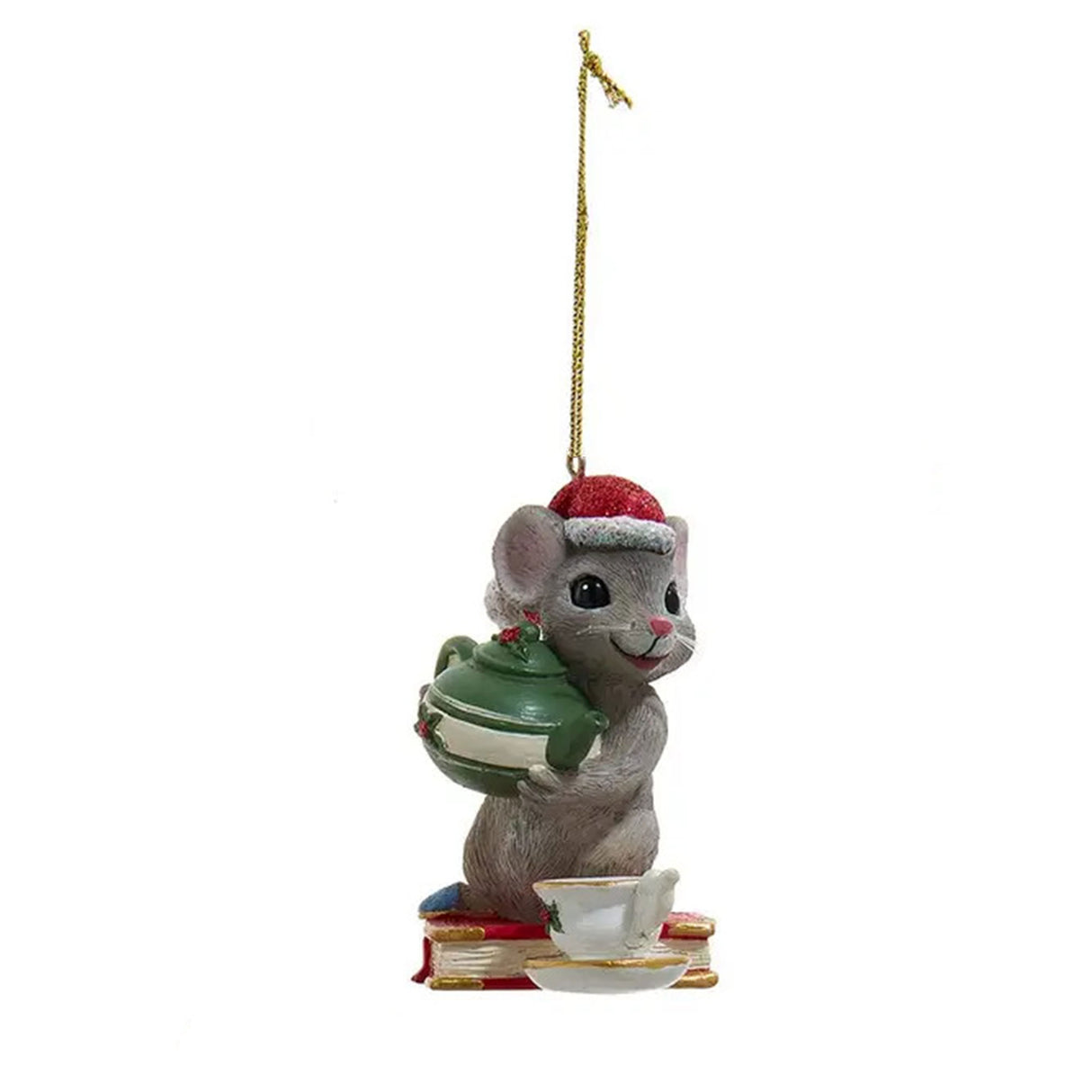 Mouse With Teacup Ornaments - 3"