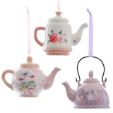 Floral Teatime Teapot Ornaments - 2.5"- 3.5"