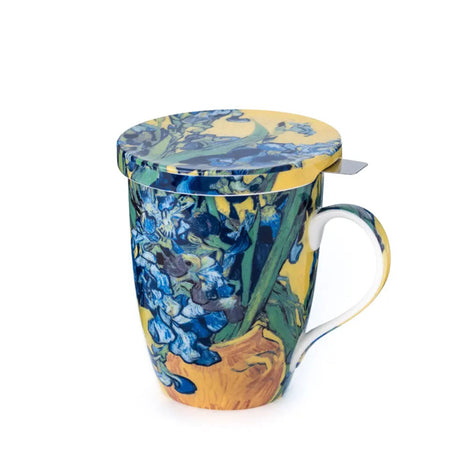 Van Gogh "Irises" Tea Mug w/ Infuser & Lid