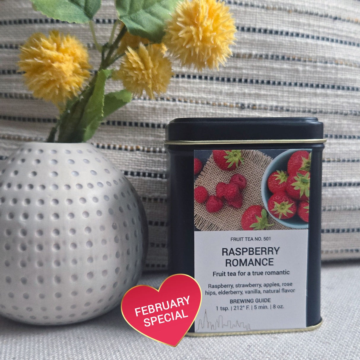 FREE 50g Raspberry Romance Tea Tin - TEA OF THE MONTH SPECIAL