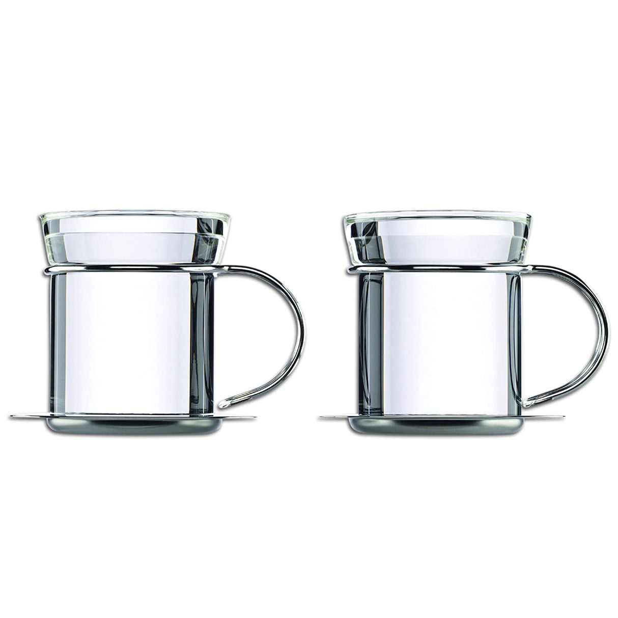 Mono Set of Two Tea Mugs with Saucers