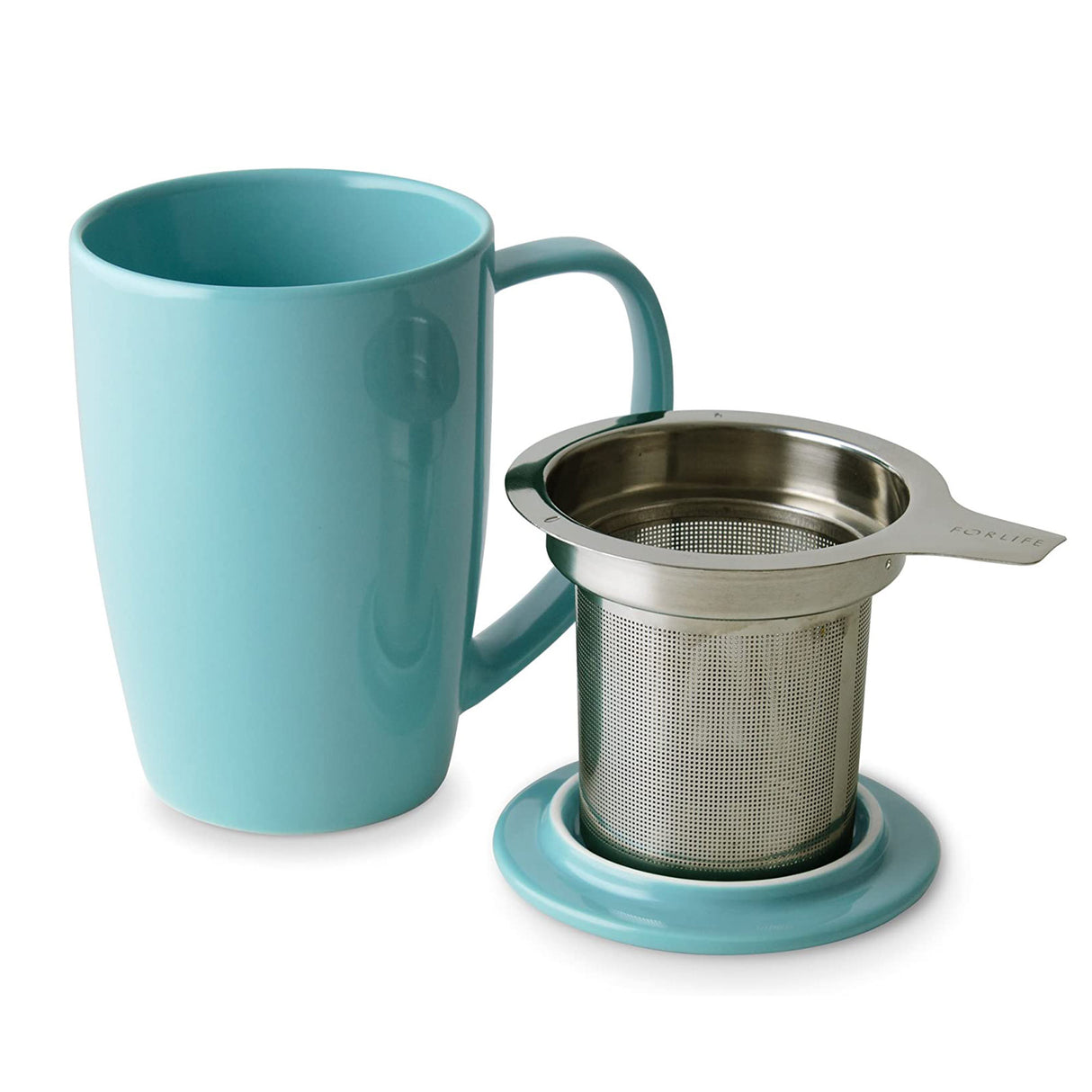 FORLIFE Curve Tall Tea Mug with Infuser and Lid