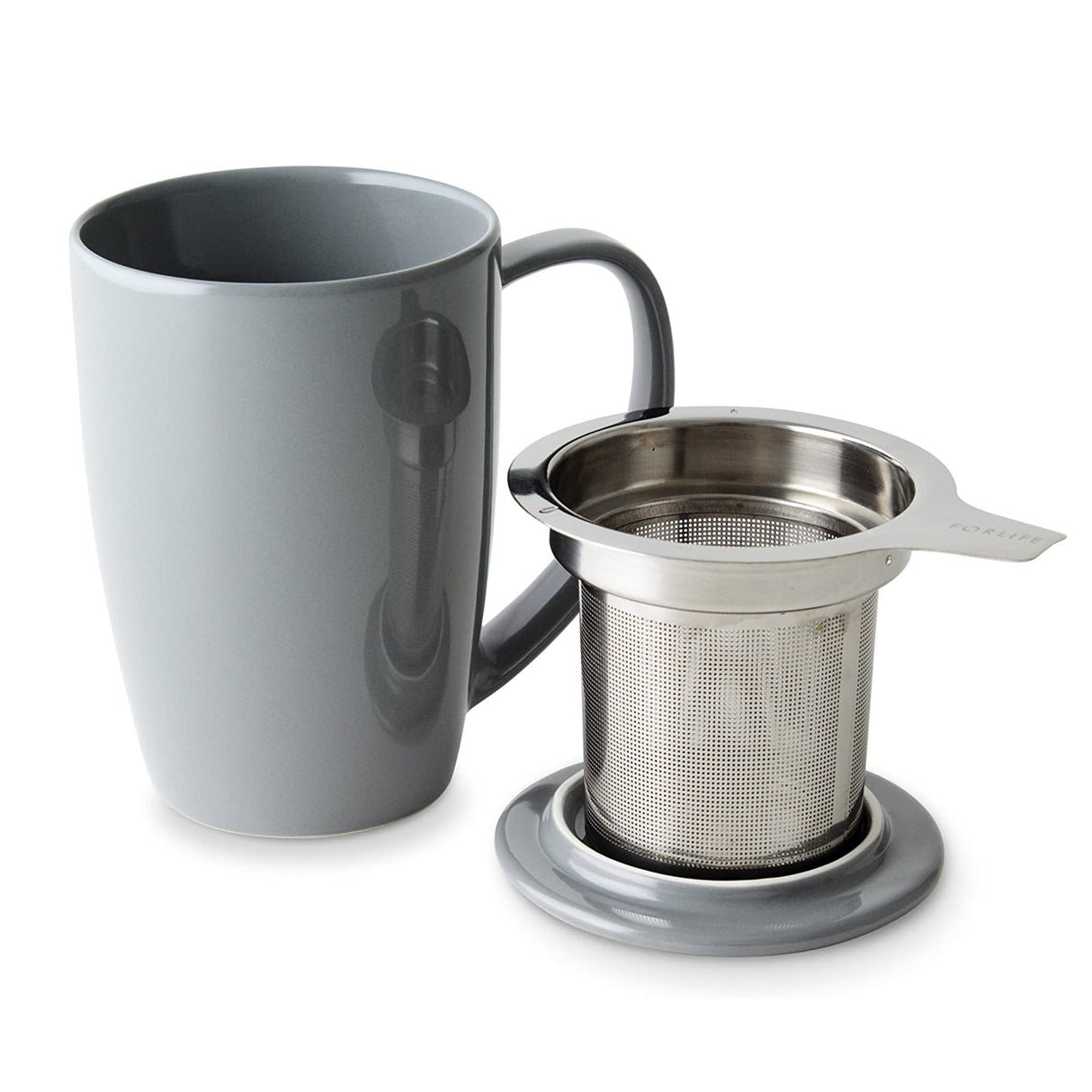 FORLIFE Curve Tall Tea Mug with Infuser and Lid